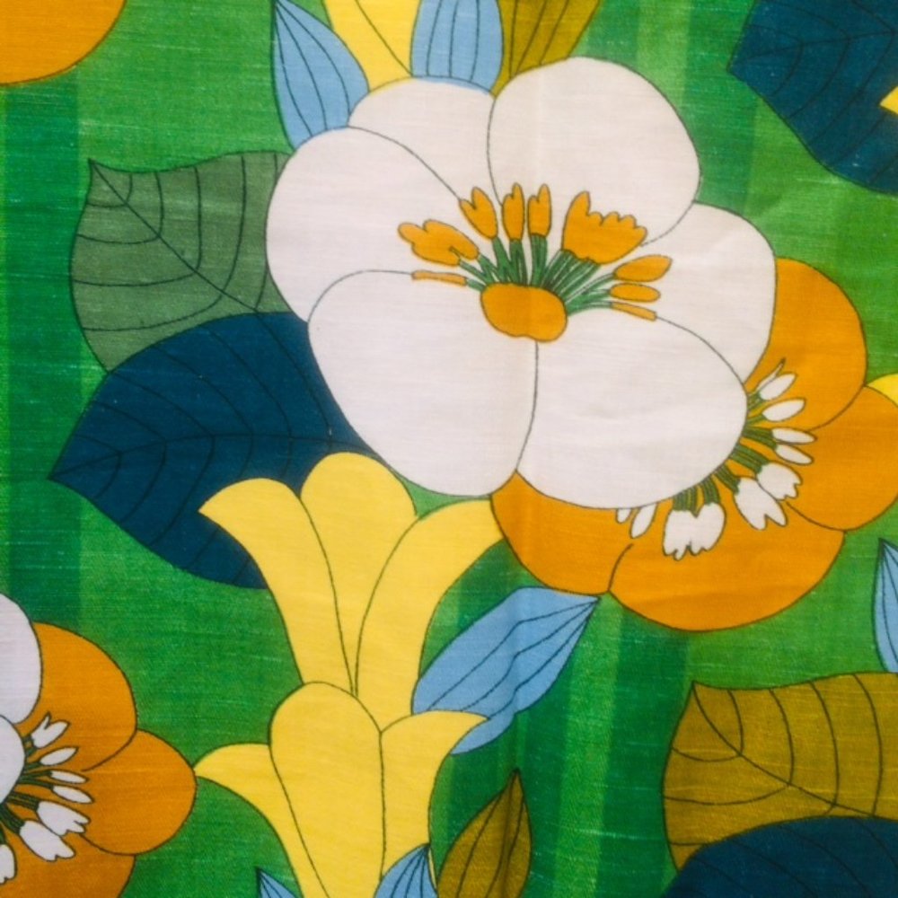 Vtg 60’s 70’s Flower Line 5th Avenue Fabric - Picture 4 of 11